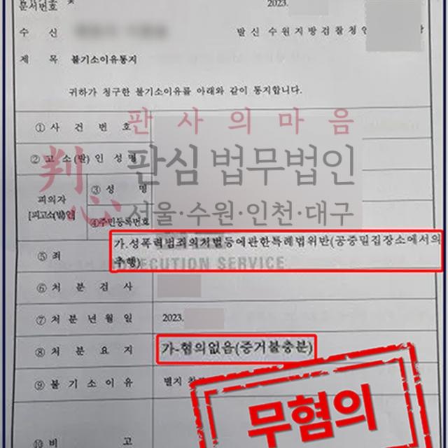 [불기소] 공중밀집장소추행 | 만원 지하철에서 강제추행 혐의를 받은 사건, 무혐의
